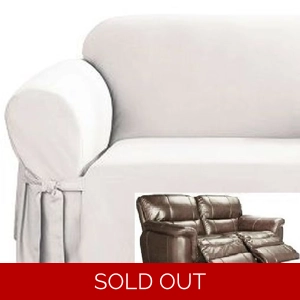 Dual Reclining LOVESEAT Slipcover White Cotton Sure Fit Recliner Cover